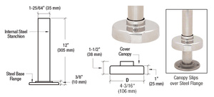 CRL Polished Stainless Steel Flange and Canopy for 1-1/2" Tubing