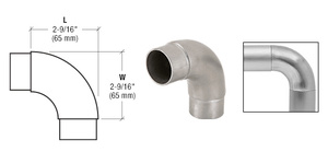 CRL Brushed Stainless EZ Radius 90 Degree Corner for 1-1/2" Tubing