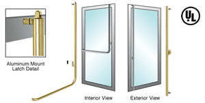CRL-Blumcraft® Satin Brass Right Hand Reverse Aluminum Door Mount Keyed Access "F" Exterior, Top Securing Panic Handle