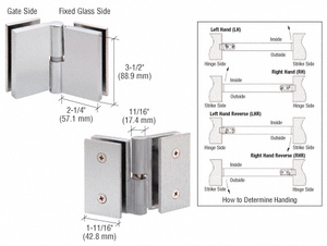 CRL 316 Brushed Stainless Single Acting Left Hand Glass-to-Glass Gate Pivot Hinge