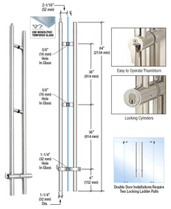 CRL 316 Polished Stainless 84" Upwards Locking Ladder Pull