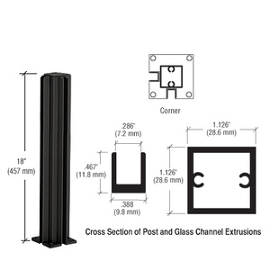CRL Semi-Gloss Black 18" Corner Design Series Partition Post