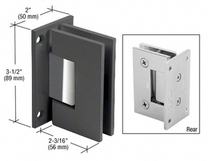 CRL Black with Chrome Center Block Geneva 037 Series Wall Mount Full Back Plate Standard Hinge