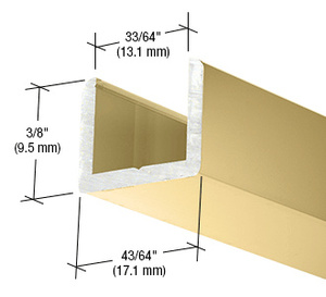 CRL Brite Gold Anodized Frameless Shower Door Aluminum Regular U-Channel for 1/2" Thick Glass