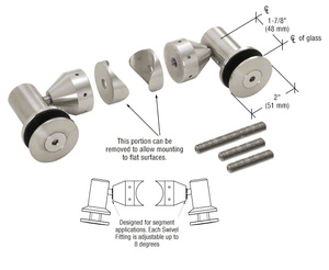 CRL Brushed Stainless Double Arm Swivel Fitting Set for 1/2" Glass