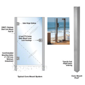 CRL Brushed Stainless Steel Core Mount Post Kit for Gates