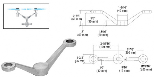 CRL Brushed Stainless Regular Duty Spider Fitting Double Arm Column Mount