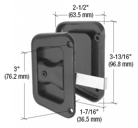 CRL Black Sliding Screen Door Latch and Pull With 3" Screw Holes for Hat Section Doors