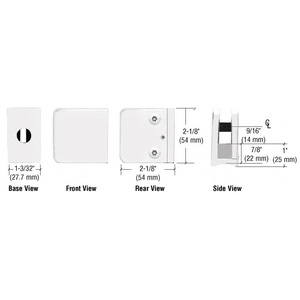 CRL White Z-Series Large Square Clamp for 3/8" Glass