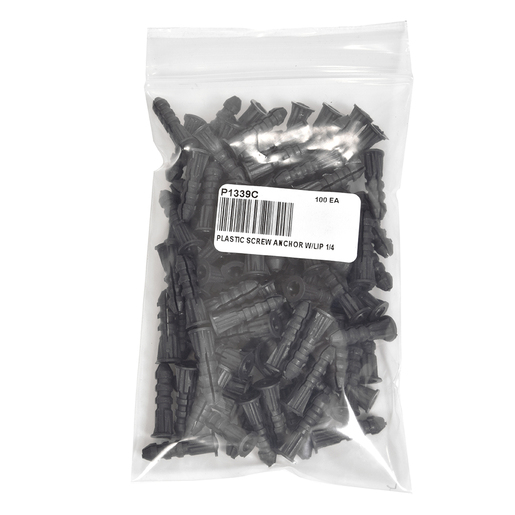 CRL 1/4" Plastic Screw Anchor With Shoulder - 100 Each - Pack Of 100 P1339C-XCP100
