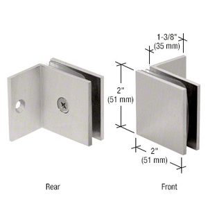 CRL Brushed Satin Chrome Fixed Panel Square Clamp With Small Leg