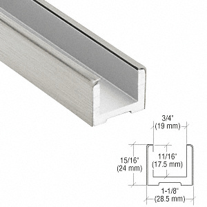 CRL-Blumcraft® Brushed Stainless Wet Glaze U-Channel for 1/2" (12 mm) Glass 120"