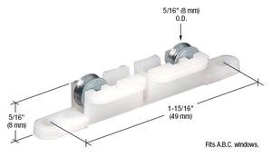 CRL 5/16" Concave Edge Tandem Steel Window Roller for A.B.C. Windows