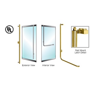 CRL-Blumcraft® Satin Brass Left Hand Reverse 1301 3/4" Door Top Rail Mount Keyed Access "FS" Exterior Top Secured Panic Handle