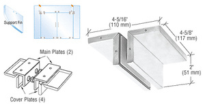 CRL Satin Anodized Ceiling Mounted Support Fin Bracket Patch Fitting