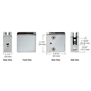 CRL 316 Brushed Stainless Z-Series Flat Surface Mount Square Type Glass Clamps for 13/16" Glass