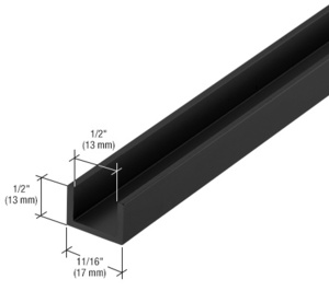 CRL Matte Black Bottom Channel for Fixed Glass