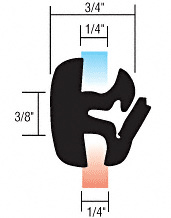 CRL One-Piece Self-Sealing Universal Weatherstrip 1/4" Panel for 1/4" Glass