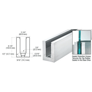 CRL Mill Aluminum B7S Series Custom Length Square Base Shoe for 3/4" Glass