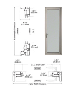 Custom Series 900 Class ll Clear Anodized Hinged Right Swing In Terrace Single Door with 3-3/4" Bottom Rail and Standard Threshold