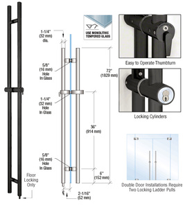 CRL Matte Black 72" Locking Ladder Pull