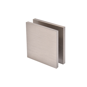 CRL Brushed Nickel Square Style Hole-in-Glass Fixed Panel U-Clamp