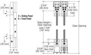 CRL Oil Rubbed Bronze OXXO Format Sliding Door Entrance System - 4" Top and Bottom Square Rail