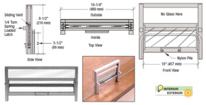 CRL Satin Anodized Vertical Sliding Ticket Window with 18" x 3-1/2" Opening