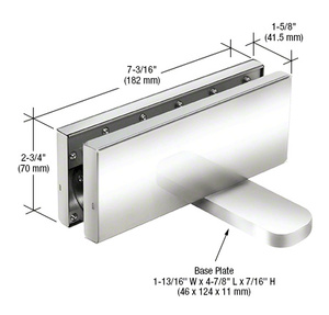 CRL Polished Stainless Hydraulic Patch Fitting With 2-9/16" Setback - 90º Hold Open Model