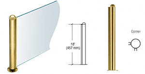CRL Polished Brass 18" Round PP09 Elegant Series Counter/Partition Corner Post