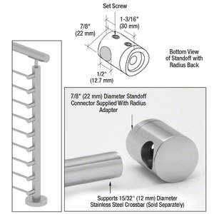 CRL 316 Polished Stainless Right End Standoff Connector (Radius Back)