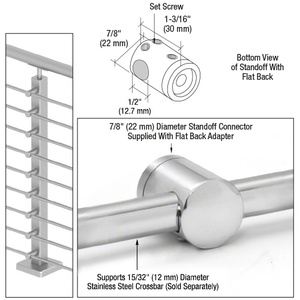 CRL 316 Polished Stainless Center Standoff Connector (Flat Back)