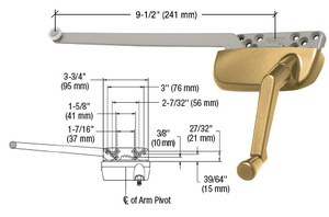 CRL Gold Right Hand Ellipse Style Casement Operator with 9-1/2" Single Arm