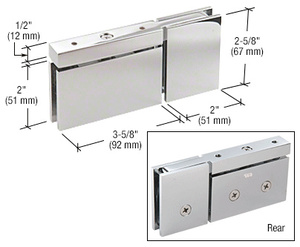 CRL Polished Chrome Cardiff Top or Bottom Mount Pivot with Attached U-Clamp Hinge