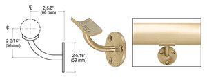 CRL Satin Brass Del Mar Series Wall Mounted Long Arm Hand Rail Bracket