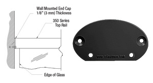 CRL Matte Black 350X Series Wall Mount End Cap