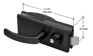 CRL Matte Black Glass Mounted Latch with Lock, Thumbturn, and Lever Handles- North American