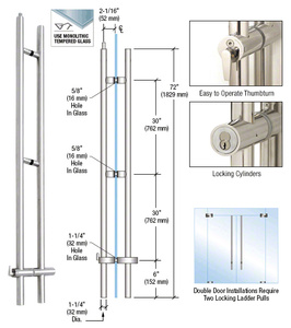 CRL 316 Polished Stainless 72" Upwards Locking Ladder Pull