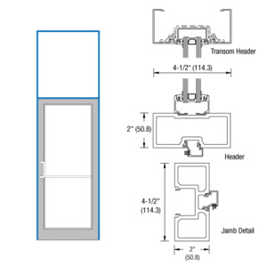 CRL-U.S. Aluminum Custom KYNAR® Paint 40" x 126" Series DF800 Tubular Offset Pivot Transom Frame Complete (1FT)
