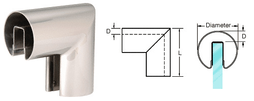 CRL Brushed Stainless 3" 90º Vertical Corner for 1/2" or 5/8" Glass Cap Railing