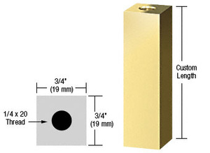 CRL Brass 3/4" Square Standoff Base Custom Length