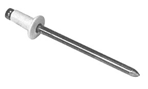 CRL White 1/8" Diameter, 3/16" to 1/4" Grip Range Aluminum Mandrel and Rivet - 1000 Pack