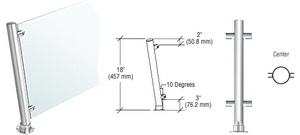 CRL Polished Stainless 18" High 1-1/2" Round PP46 Contemporary Series Slant Front Counter/Partition Center Post