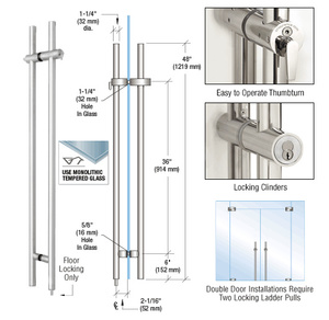 CRL 316 Polished Stainless 48" Locking Ladder Pull