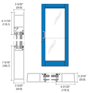 CRL-U.S. Aluminum Custom KYNAR® Paint Single Series 604 Blast Resistant Butt Hinge Entrance Door for Surface Mount Door Closer