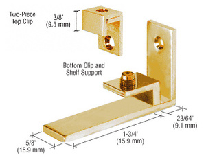 CRL Brass Combined Shelf Support and Mirror Clip