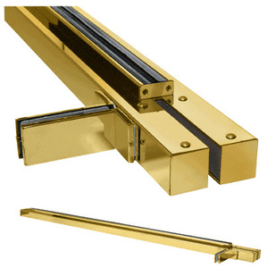 CRL Polished Brass Custom Size Double Door Wall-to-Glass Floating Header With Fin Brackets