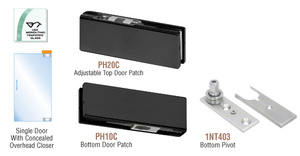 CRL Matte Black North American Patch Door Kit for Use with Overhead Door Closer - Without Lock