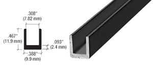 CRL Black 1/4" Single Aluminum U-Channel
