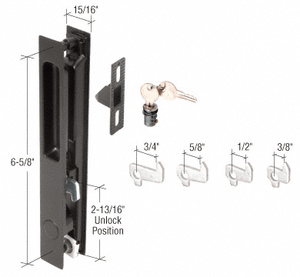 CRL Black Mid-Latch Flush Door Handle